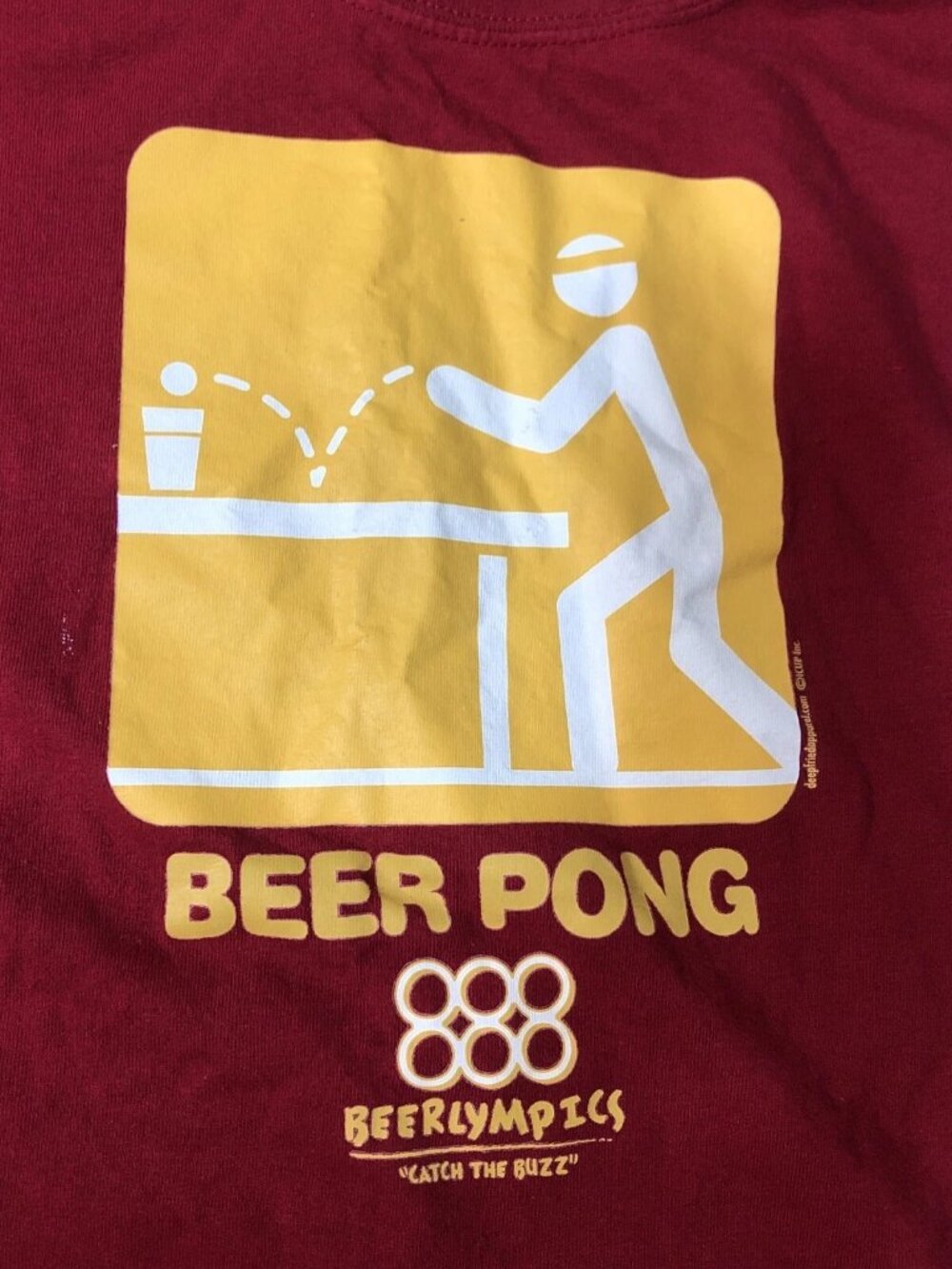 Beer Pong Beerlympics T Shirt Red & Gold Size XL